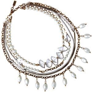 VTG Silpada KR KRN0010 Pearl Brass Crystal Convertible Statement Bib Necklace
